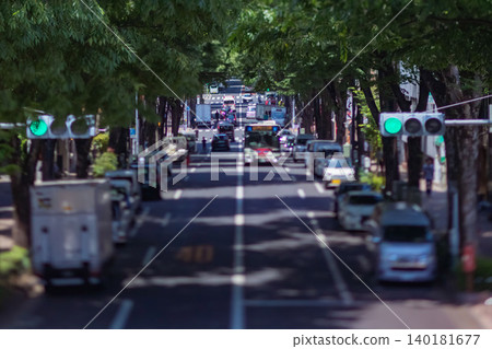 Miniature-style traffic on Nakasugi Street around Asagaya [Urban Image] 140181677