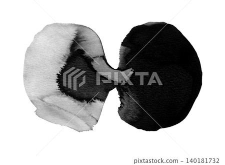 [Transparent Background] Abstract ink painting featuring two interconnected circular blurs 140181732