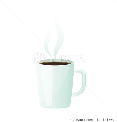 hot coffee mug with steam flat cartoon illustration hot coffee mug with steam flat cartoon illustration 140181769