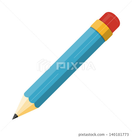 blue pencil flat cartoon illustration 140181773