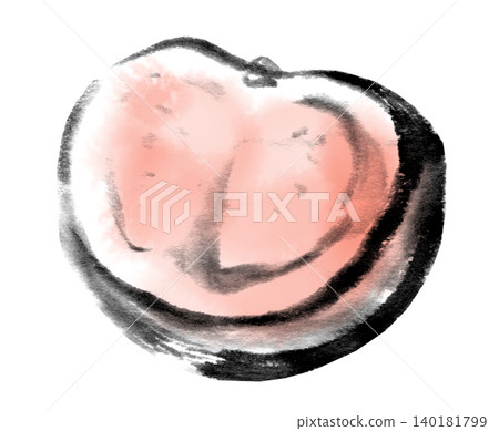 Ink painting, ink painting, cross-section of a tomato Ink painting, ink painting, cross-section of a tomato 140181799