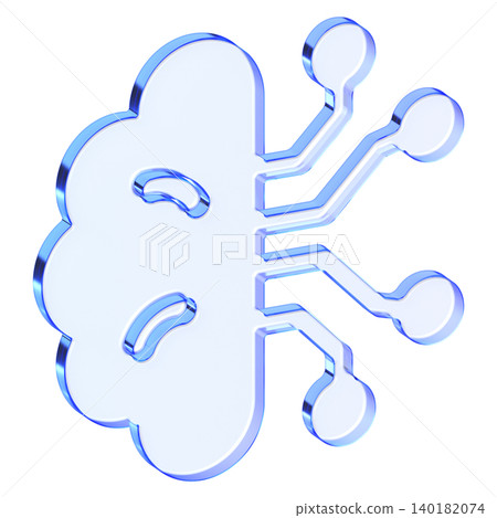 Blue glassmorphism brain icon with neural node connections for artificial intelligence, Translucent deep learning symbol with glossy gradient for advanced science and tech interfaces Blue glassmorphism brain icon with neural node connections for artificial intelligence, Translucent deep learning symbol with glossy gradient for advanced science and tech interfaces 140182074