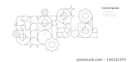 Geometry Abstract Gear Pattern Technology background Geometry Abstract Gear Pattern Technology background 140182355