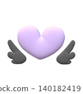 Clay-style puffy fallen angel with black wings and heart 140182419