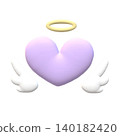 Clay-style puffy angel wings, angel halo, heart 140182420