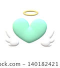 Clay-style puffy angel wings, angel halo, heart 140182421