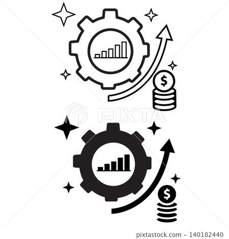 Cost Efficiency icon. The process of growth sign. Effective strategy symbol. Productivity increase logo. flat style. Cost Efficiency icon. The process of growth sign. Effective strategy symbol. Productivity increase logo. flat style. 140182440