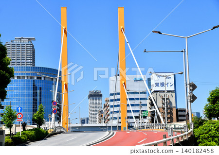 從隅田川左岸（森下站側）眺望新大橋（隅田川）附近地區（東京都中央區）[2026年5月] 140182458