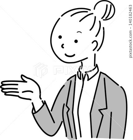 一位年輕女商人進行講解的簡單插圖(說明、介紹、提案、人物形象) 一位年輕女商人進行講解的簡單插圖(說明、介紹、提案、人物形象) 140182463