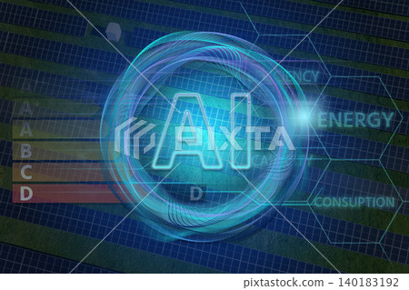 Using renewable energy to power artificial intelligence systems. Concept Using renewable energy to power artificial intelligence systems. Concept 140183192