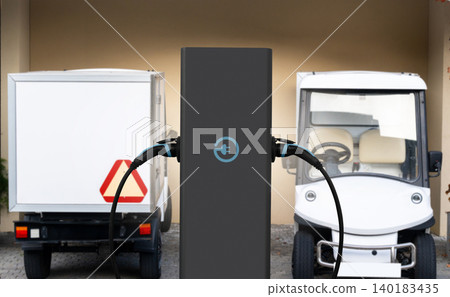 Small urban electric vehicles with charging station Small urban electric vehicles with charging station 140183435
