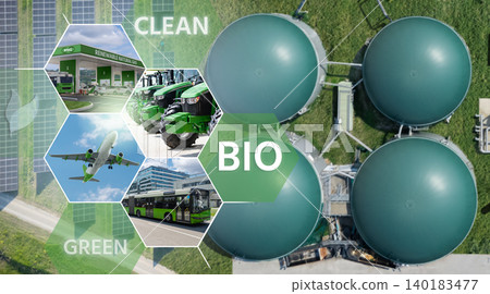 Biogas plant. Decarbonization and carbon neutrality concept Biogas plant. Decarbonization and carbon neutrality concept 140183477