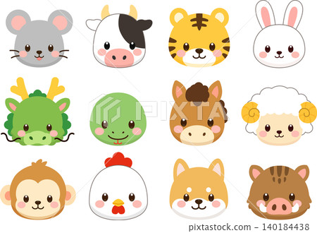Cute animal face illustration set Cute animal face illustration set 140184438