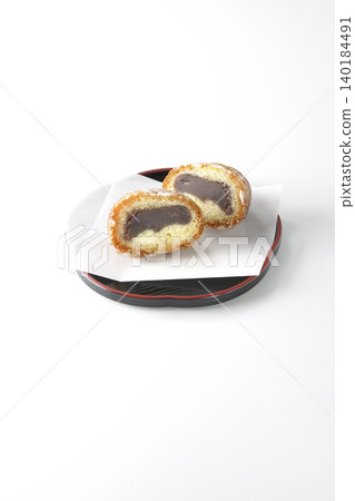 Anko donut photographed against a white background Anko donut photographed against a white background 140184491