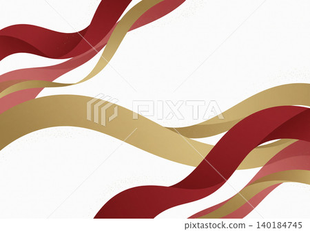 A Japanese modern background featuring smooth waves of deep red and matte gold against a white background. A Japanese modern background featuring smooth waves of deep red and matte gold against a white background. 140184745