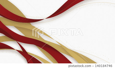 A Japanese modern background featuring smooth waves of deep red and matte gold against a white background. A Japanese modern background featuring smooth waves of deep red and matte gold against a white background. 140184746
