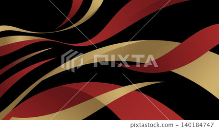 A luxurious background featuring flowing waves of deep red and matte gold intersecting against a jet-black background. A luxurious background featuring flowing waves of deep red and matte gold intersecting against a jet-black background. 140184747