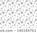 Pattern line of the flower blooming with leaf on white background. 140184761