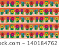 Abstract pattern line of flower on orange color background. 140184762