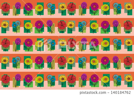Abstract pattern line of flower on orange color background. Abstract pattern line of flower on orange color background. 140184762