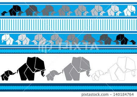 Abstract of an elephant family with blue line on a white background. Abstract of an elephant family with blue line on a white background. 140184764