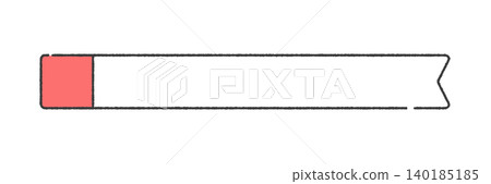 Decorated white horizontal ribbon-shaped frame - simple and cute sticky note-style hand-drawn illustration material for text space 140185185