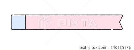 Pink horizontal ribbon-shaped frame with light blue decorations - Simple and cute hand-drawn illustration material for text space Pink horizontal ribbon-shaped frame with light blue decorations - Simple and cute hand-drawn illustration material for text space 140185186