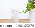 A glass of water and a houseplant 140185279