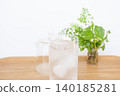 A glass of water and a houseplant 140185281