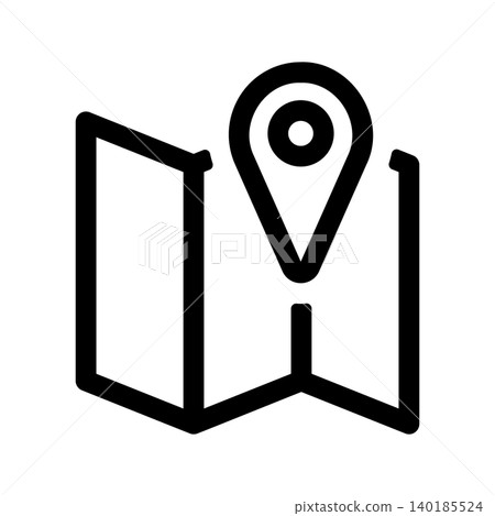 A tri-fold map and location pin icon. A tri-fold map and location pin icon. 140185524