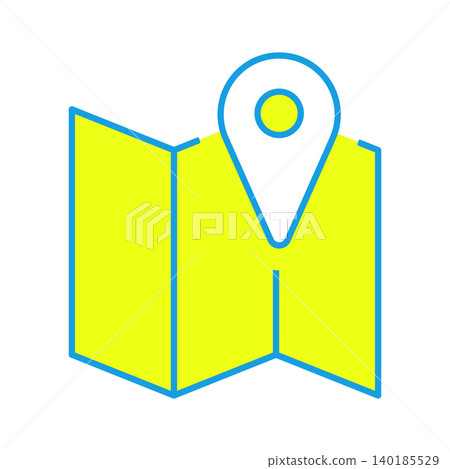 三折地圖和位置圖釘圖示。 三折地圖和位置圖釘圖示。 140185529
