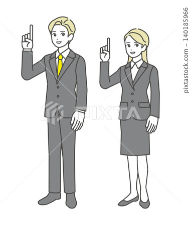 Business person explaining by pointing, men and women 140185966