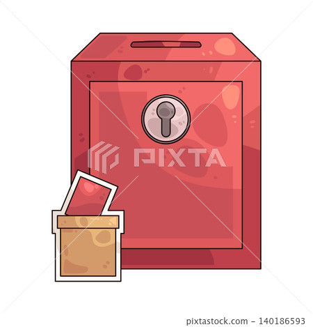 Illustration of Lock Ballot Box Illustration of Lock Ballot Box 140186593