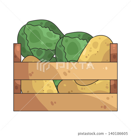 Illustration of Veg box Illustration of Veg box 140186605
