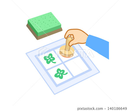 Illustration of a hand pressing a stamp Illustration of a hand pressing a stamp 140186649