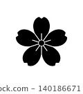 Japanese-style lucky charm motif: Simple cherry blossom icon 02 140186671