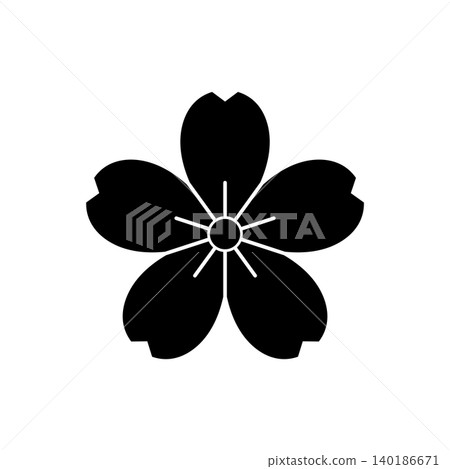 Japanese-style lucky charm motif: Simple cherry blossom icon 02 Japanese-style lucky charm motif: Simple cherry blossom icon 02 140186671
