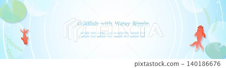 A refreshing Japanese-style frame featuring goldfish surrounded by water ripples, complete with lotus leaves, for use as a web banner. A refreshing Japanese-style frame featuring goldfish surrounded by water ripples, complete with lotus leaves, for use as a web banner. 140186676