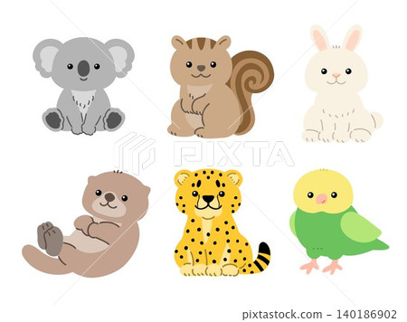 可愛動物角色插畫集(無尾熊、松鼠、兔子、海獺、藪貓、鸚鵡) 可愛動物角色插畫集(無尾熊、松鼠、兔子、海獺、藪貓、鸚鵡) 140186902