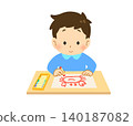 A child drawing with crayons 140187082