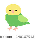 A cute illustration of a budgie with a beautiful green body (vector). 140187518