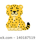 An elegant and cute vector illustration of a serval cat with beautiful markings. 140187519