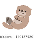 A cute vector illustration of a sea otter floating on its back. 140187520
