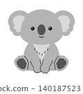 A cute koala illustration (vector) sitting facing forward. 140187523