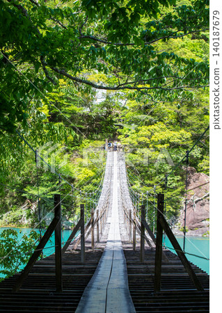 A dream suspension bridge in the fresh greenery A dream suspension bridge in the fresh greenery 140187679