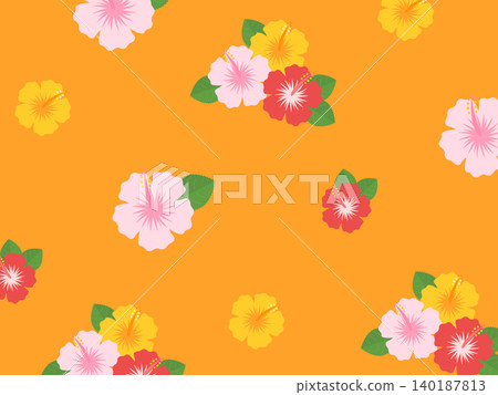 Retro hibiscus pattern background Retro hibiscus pattern background 140187813
