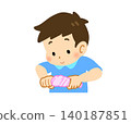 Illustration of a child performing a twisting motion 140187851