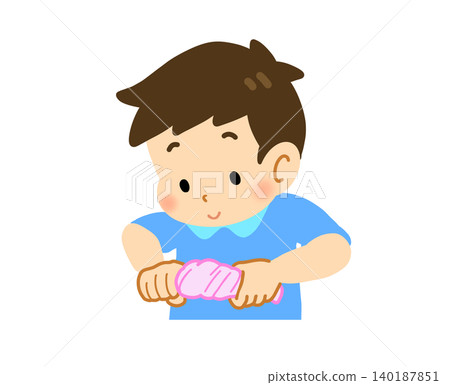 Illustration of a child performing a twisting motion 140187851