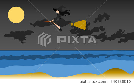 Witch illustration (Halloween) silhouette Witch illustration (Halloween) silhouette 140188010