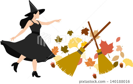 Witch illustration (Halloween) silhouette Witch illustration (Halloween) silhouette 140188016